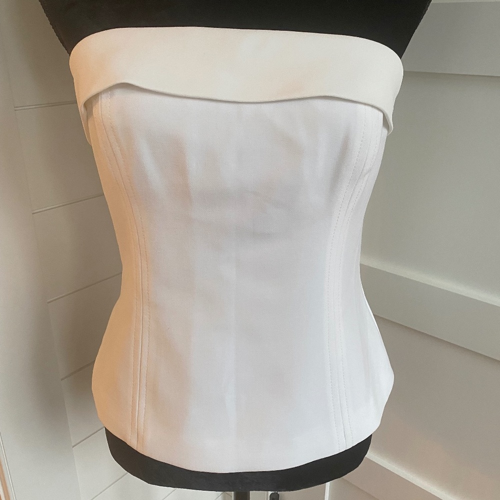 Trina Turk strapless tuxedo top white size 6
